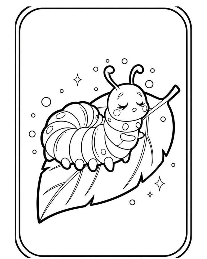 Tô màu con sâu hình minh họa đáng yêu dễ tô