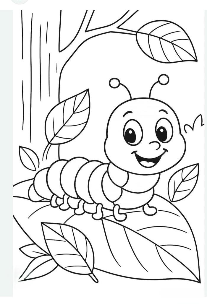 Tô màu con sâu hình minh họa gọn gàng dễ nhìn