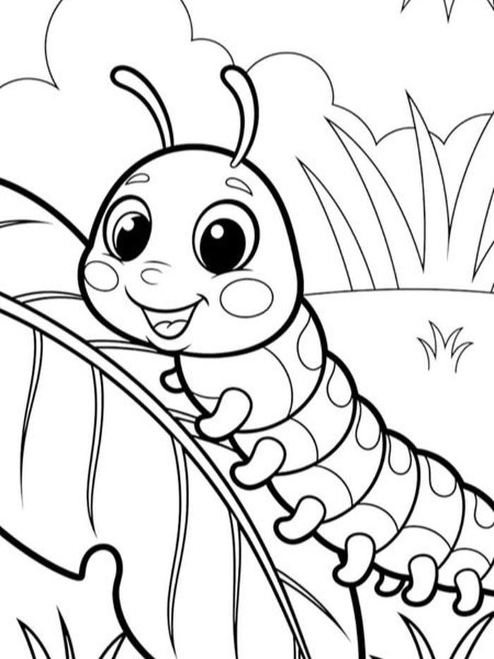 Tô màu con sâu hình vẽ dễ thương giàu biểu cảm