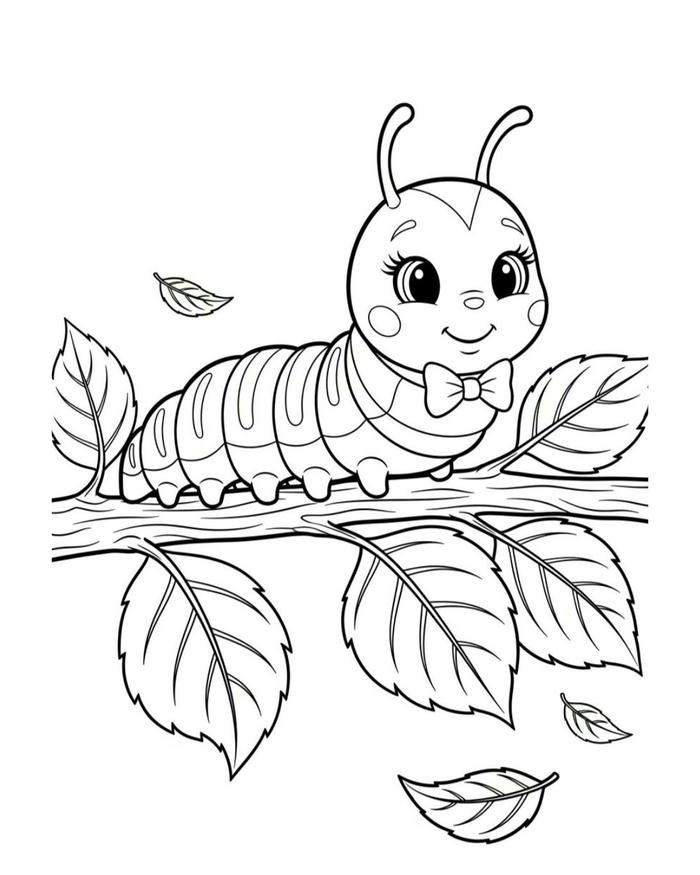 Tô màu con sâu hình vẽ thân thiện dễ nhận biết
