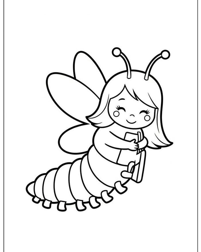 Tô màu con sâu nét vẽ mềm mại rất dễ tô