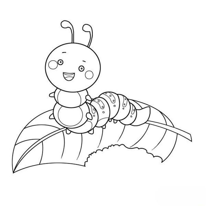 Tô màu con sâu tranh minh họa đơn giản rõ nét