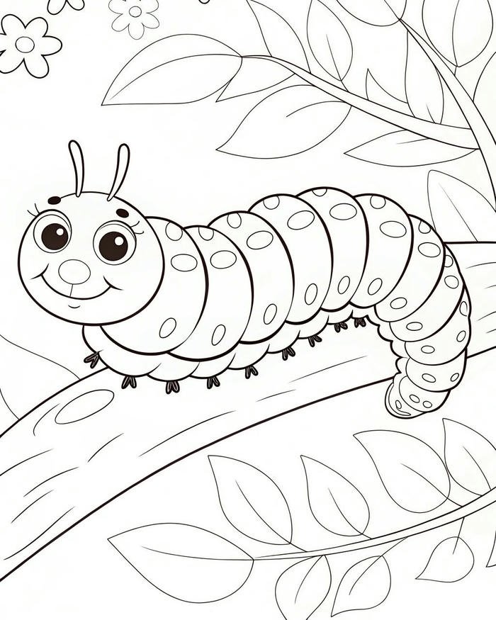 Tô màu con sâu tranh vẽ ngộ nghĩnh đường nét rõ