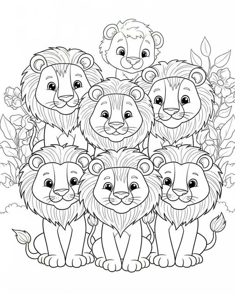Tô màu con sư tử biểu cảm dễ thương sinh động