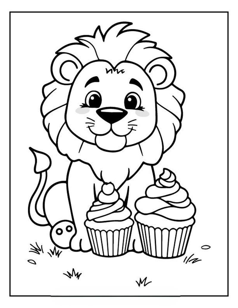 Tô màu con sư tử bố cục gọn gàng hợp lý