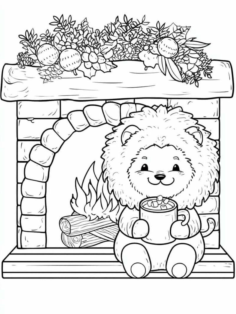 Tô màu con sư tử bố cục rõ ràng dễ quan sát