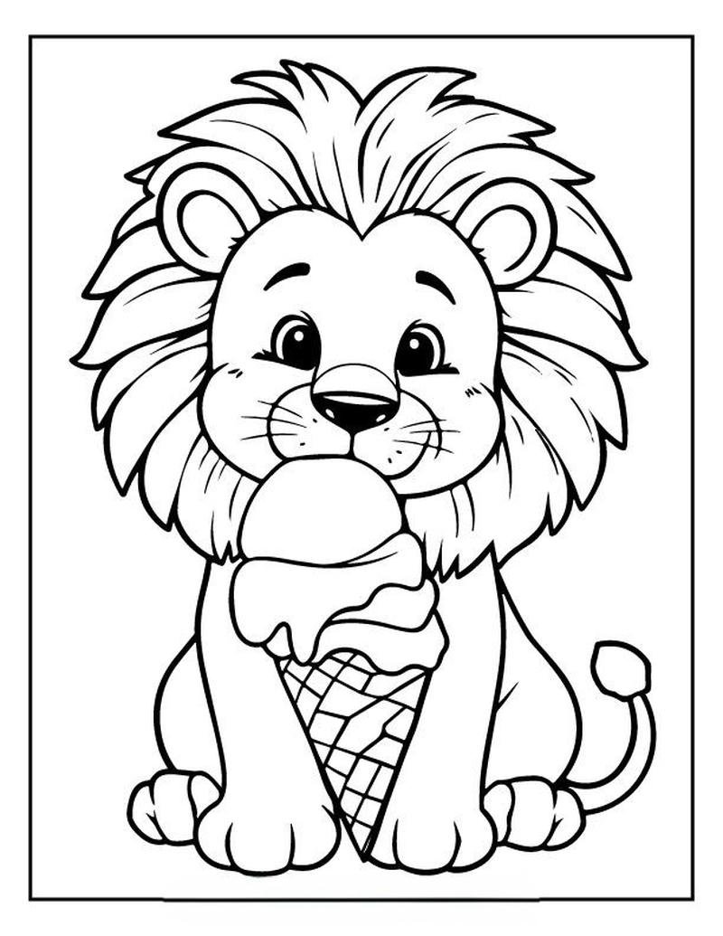 Tô màu con sư tử chi tiết dễ tô màu hài hòa