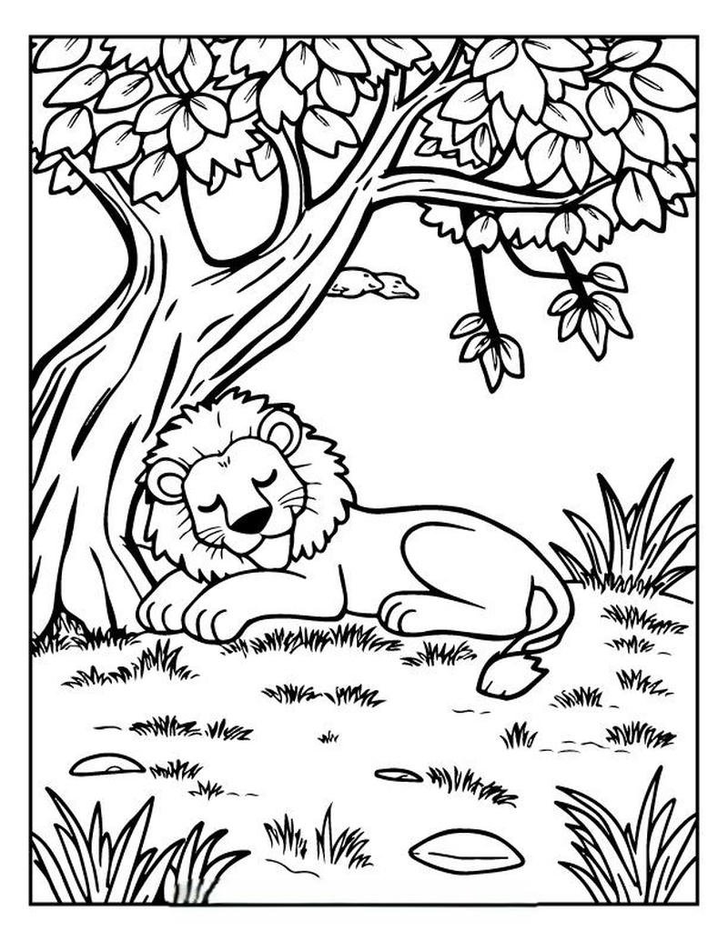 Tô màu con sư tử chi tiết đơn giản dễ thực hiện