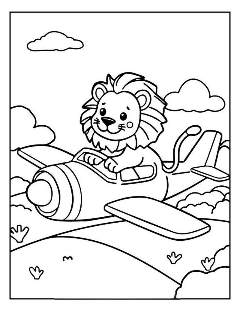 Tô màu con sư tử đường nét rõ ràng dễ nhận biết