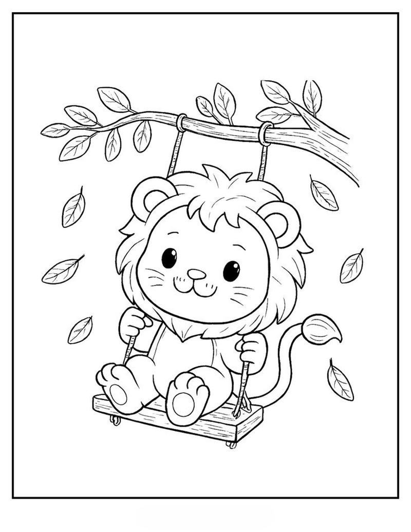 Tô màu con sư tử hình dáng đơn giản phù hợp trẻ