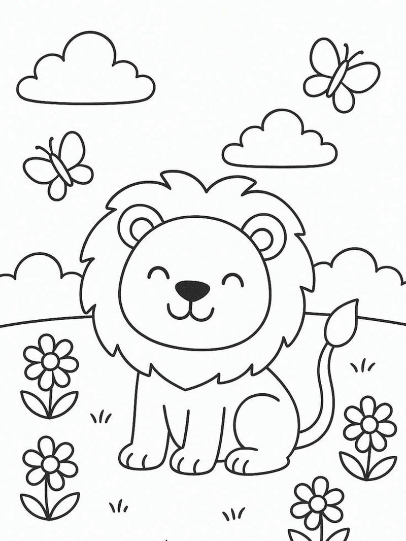 Tô màu con sư tử hình minh họa sinh động dễ hiểu