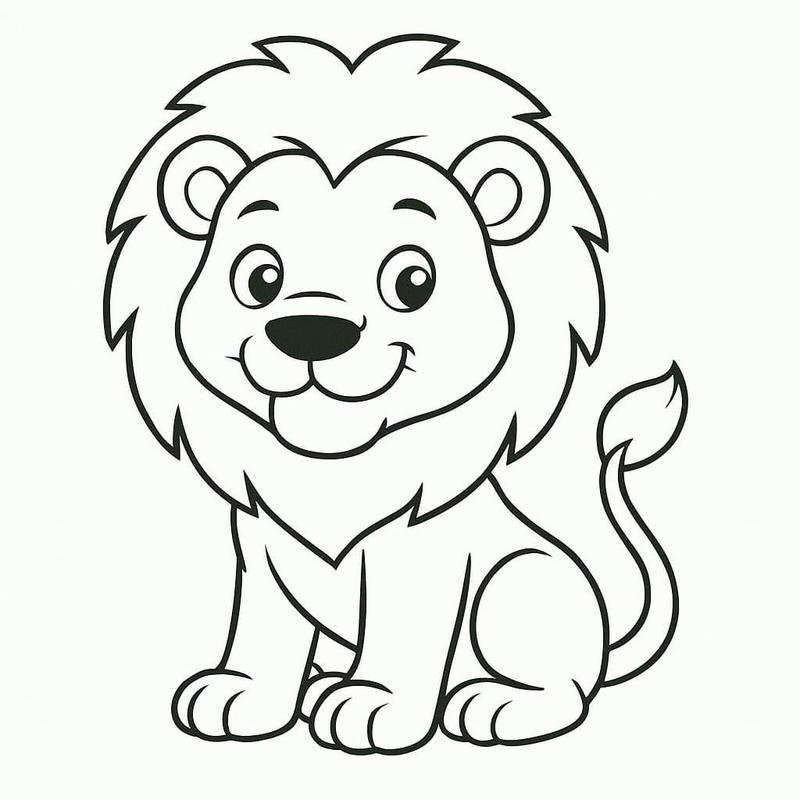 Tô màu con sư tử nét vẽ mềm mại thân thiện