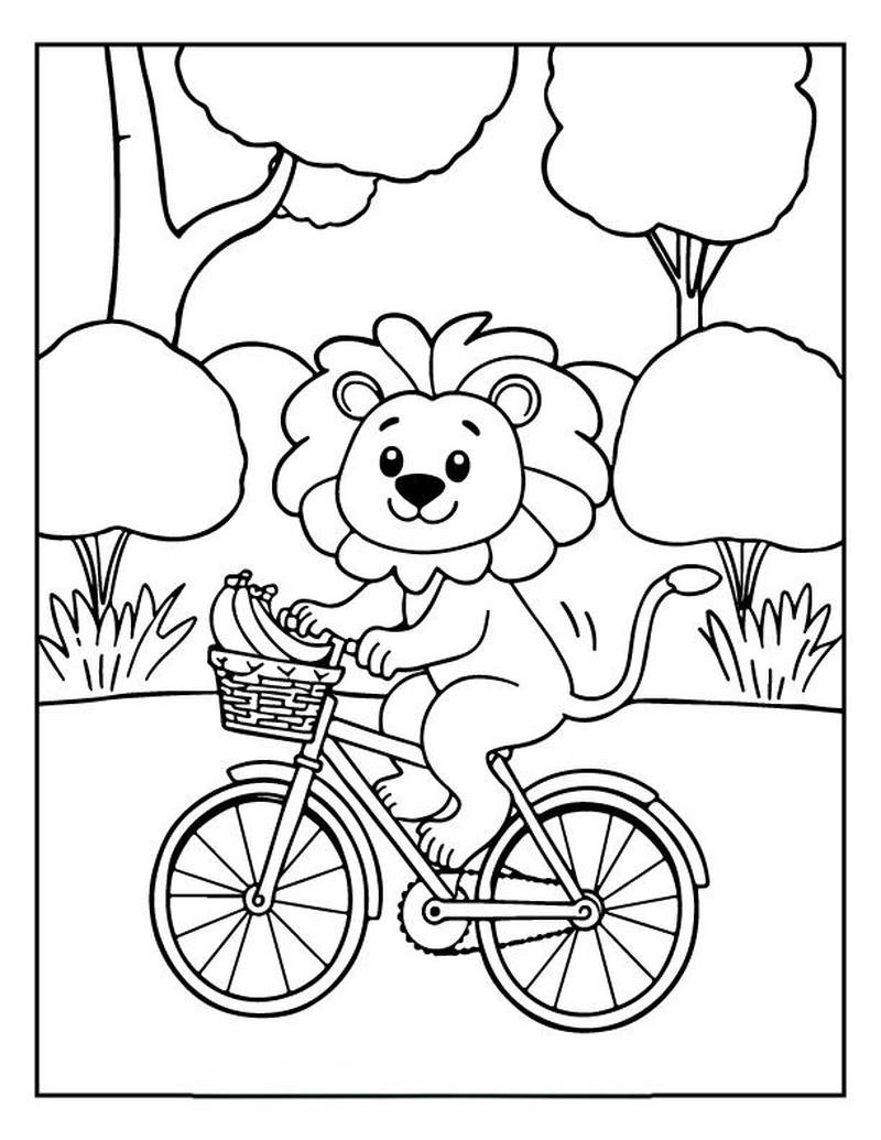 Tô màu con sư tử phong cách hoạt hình đáng yêu