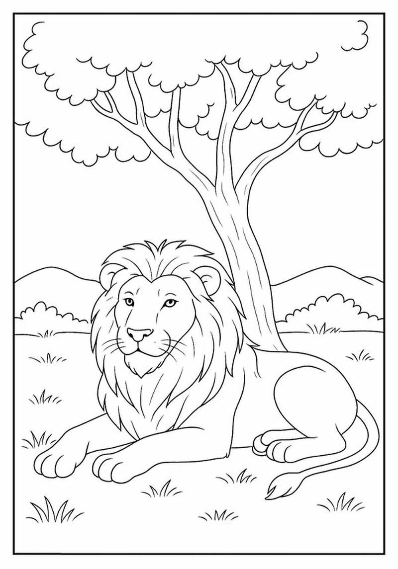 Tô màu con sư tử tạo hình thân thiện gần gũi