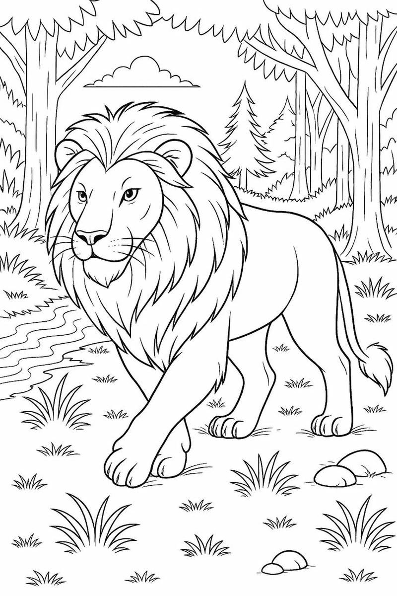 Tô màu con sư tử thiết kế gần gũi trẻ nhỏ