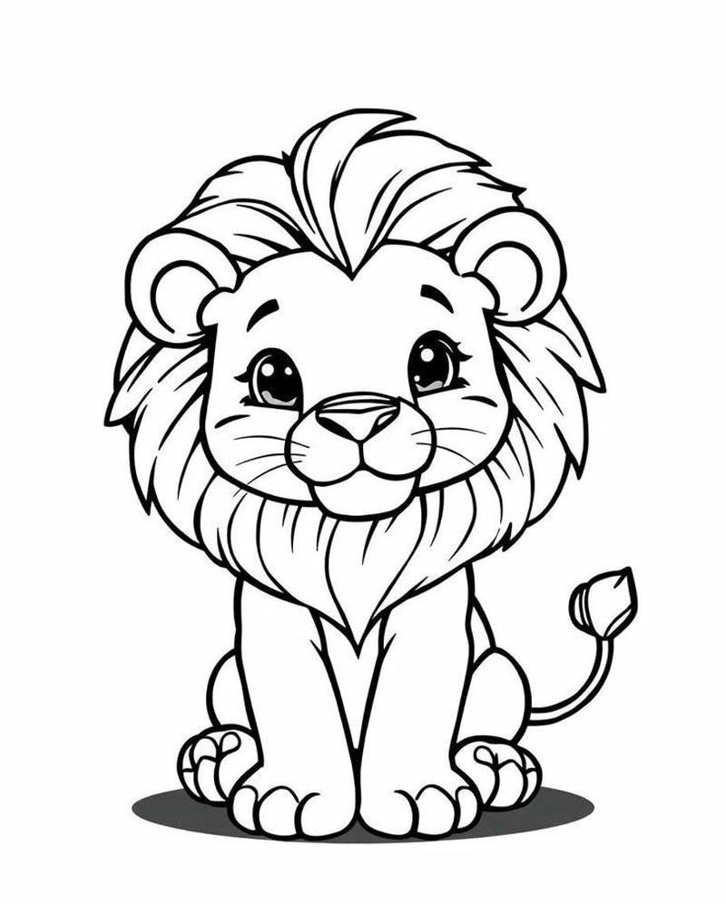 Tô màu con sư tử với nét vẽ sinh động dễ thương