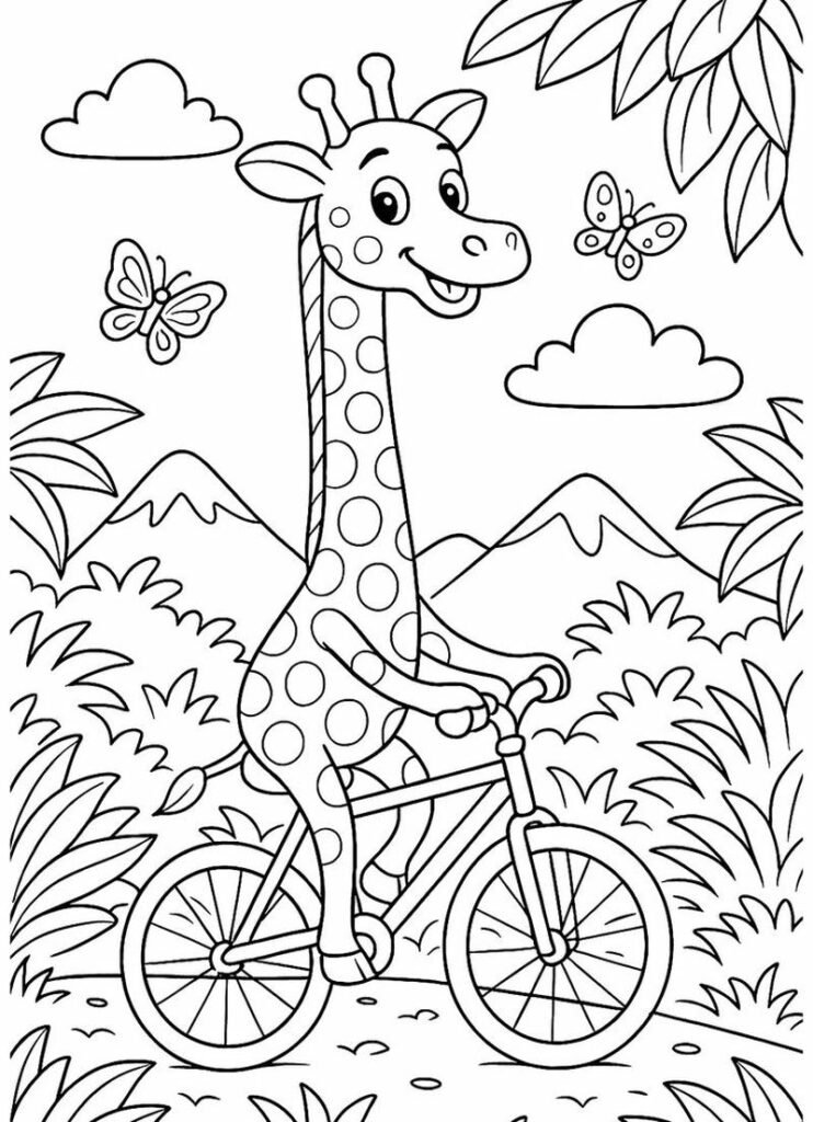 Tô màu hươu cao cổ bố trí hợp lý dễ tiếp cận