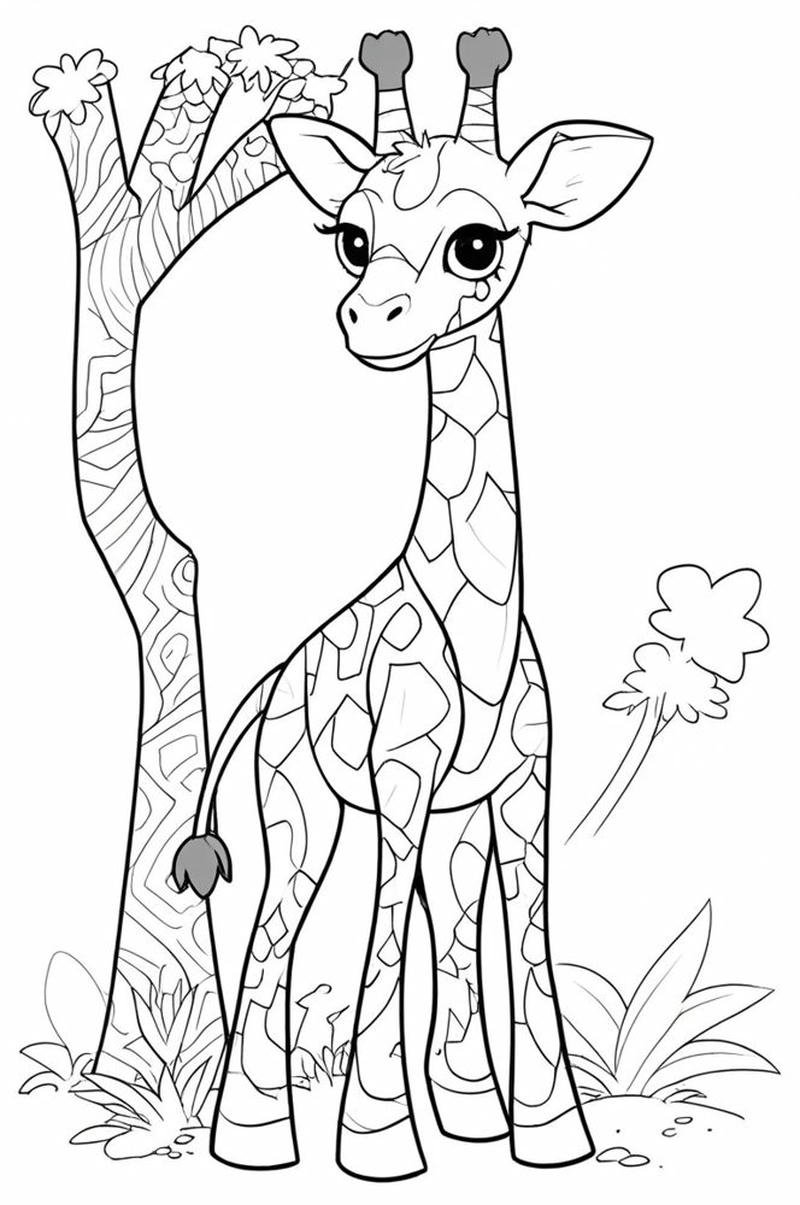 Tô màu hươu cao cổ chi tiết rõ ràng thuận tiện tô