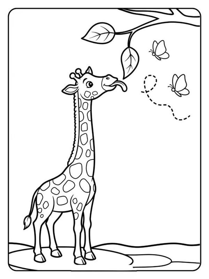 Tô màu hươu cao cổ hình ảnh sắc nét dễ nhìn