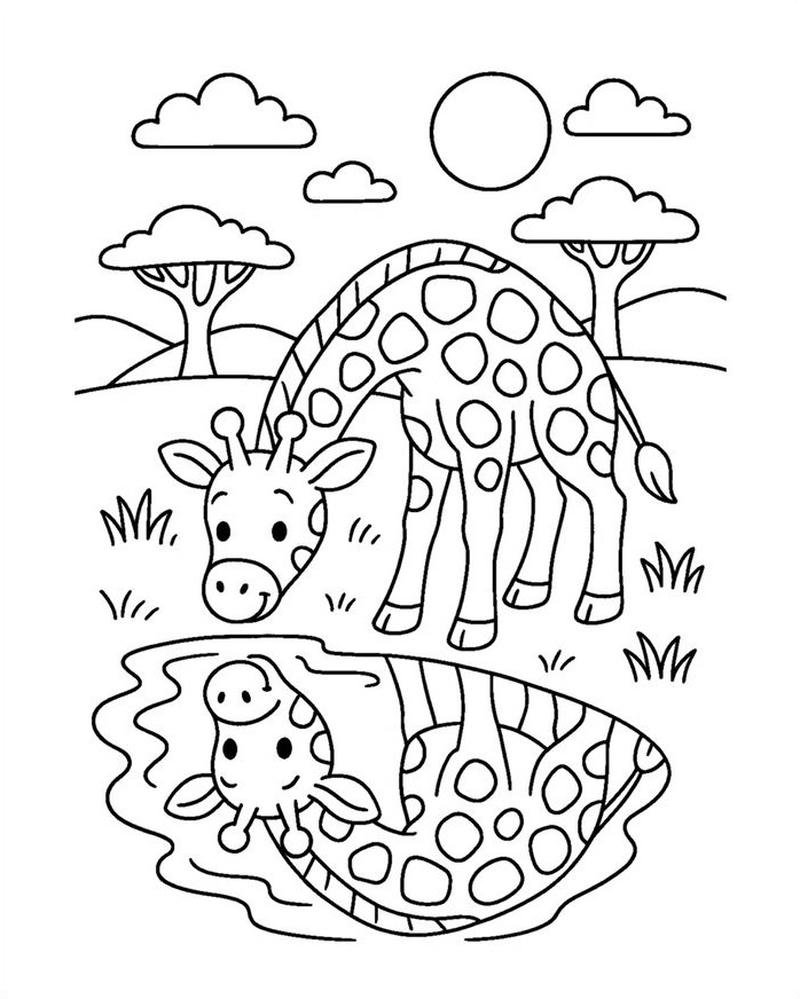 Tô màu hươu cao cổ hình ảnh thân thiện đầy cuốn hút