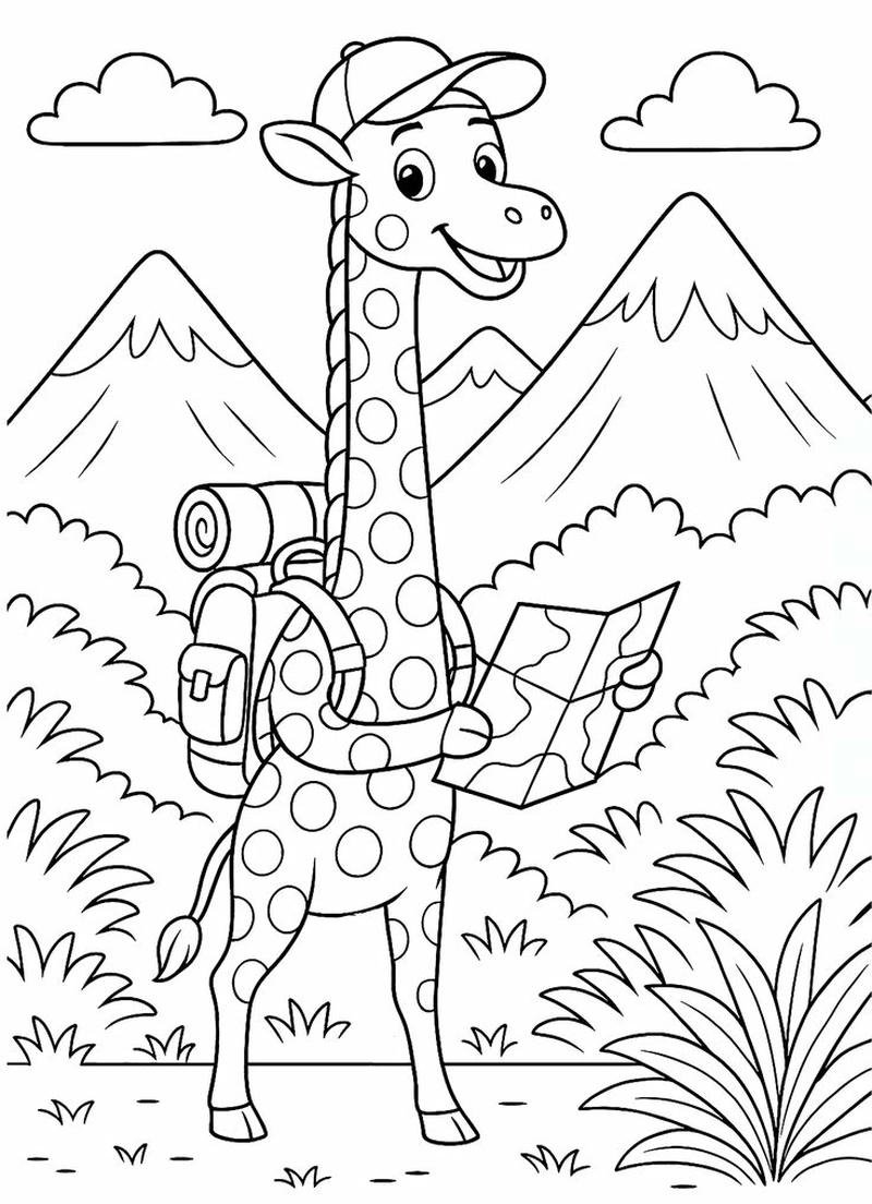 Tô màu hươu cao cổ nét vẽ uyển chuyển hài hòa