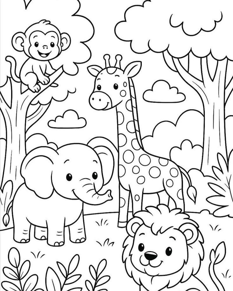 Tô màu hươu cao cổ phong cách ngộ nghĩnh thân thiện