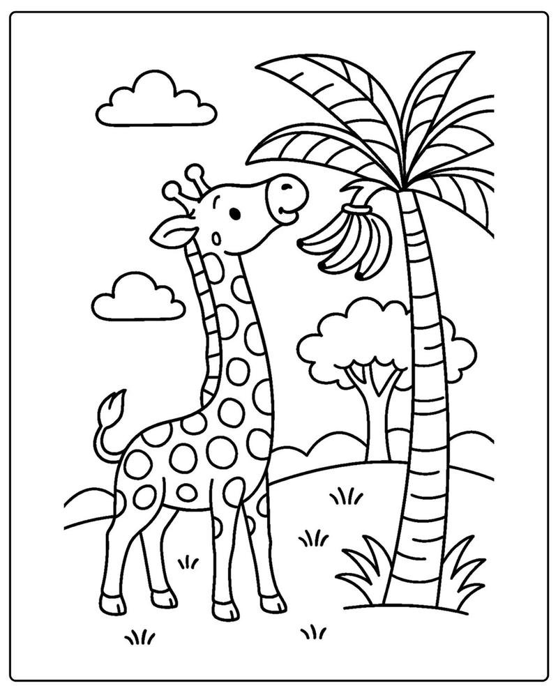 Tô màu hươu cao cổ phong thái vui vẻ sinh động