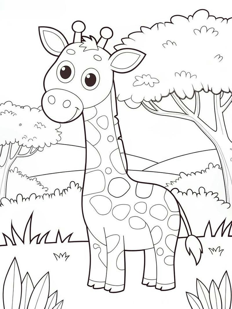 Tô màu hươu cao cổ tạo hình vui nhộn hấp dẫn