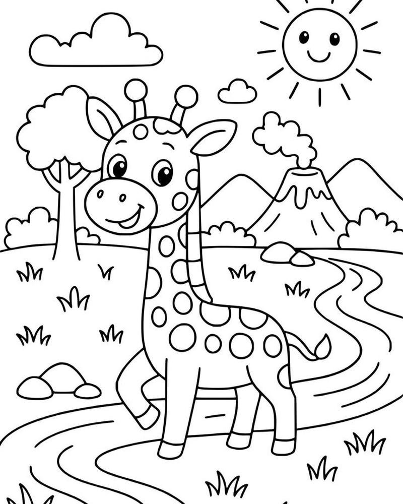 Tô màu hươu cao cổ thiết kế dễ hiểu gần gũi