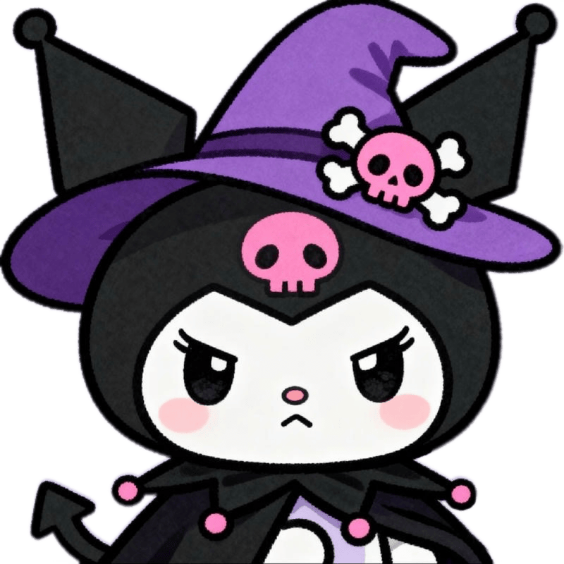 Tông màu tím đen đặc trưng của nhãn dán Kuromi