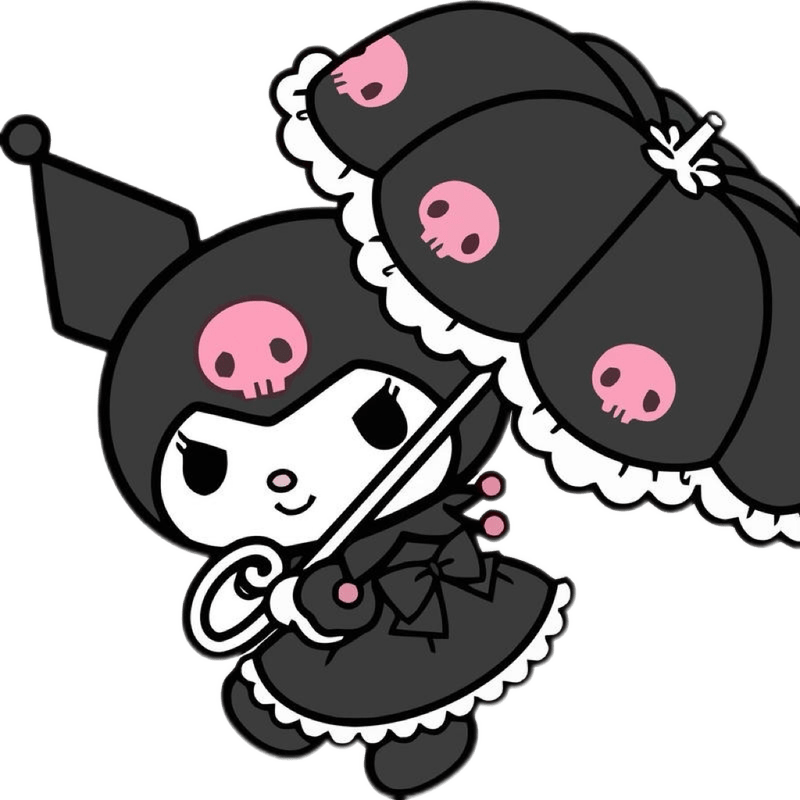 Tông màu tím tối quen thuộc của nhãn dán Kuromi