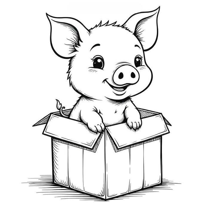 Tranh con heo hình minh họa tập tô