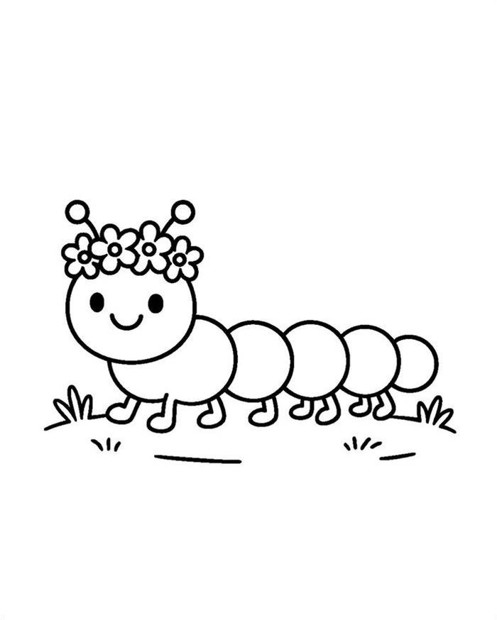 Tranh con sâu hình phác họa để tô màu