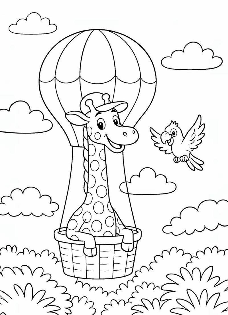 Tranh minh họa hươu cao cổ tô màu nét vẽ rõ rệt