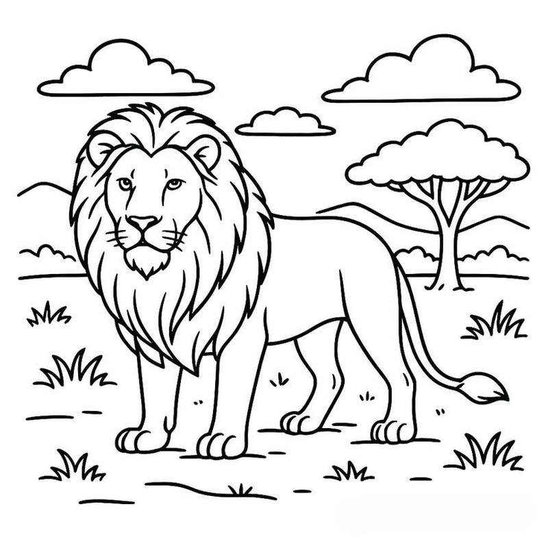 Tranh minh họa sư tử tô màu dễ thực hiện