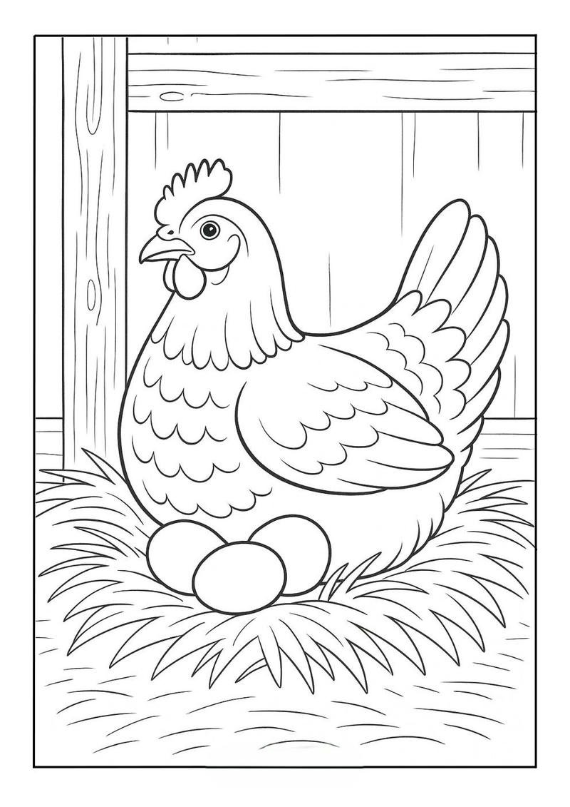 Tranh phác họa gà tô màu hình dáng rõ rệt