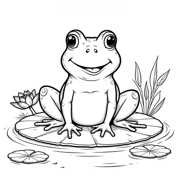 Tranh tô màu con ếch hình vẽ rõ nét