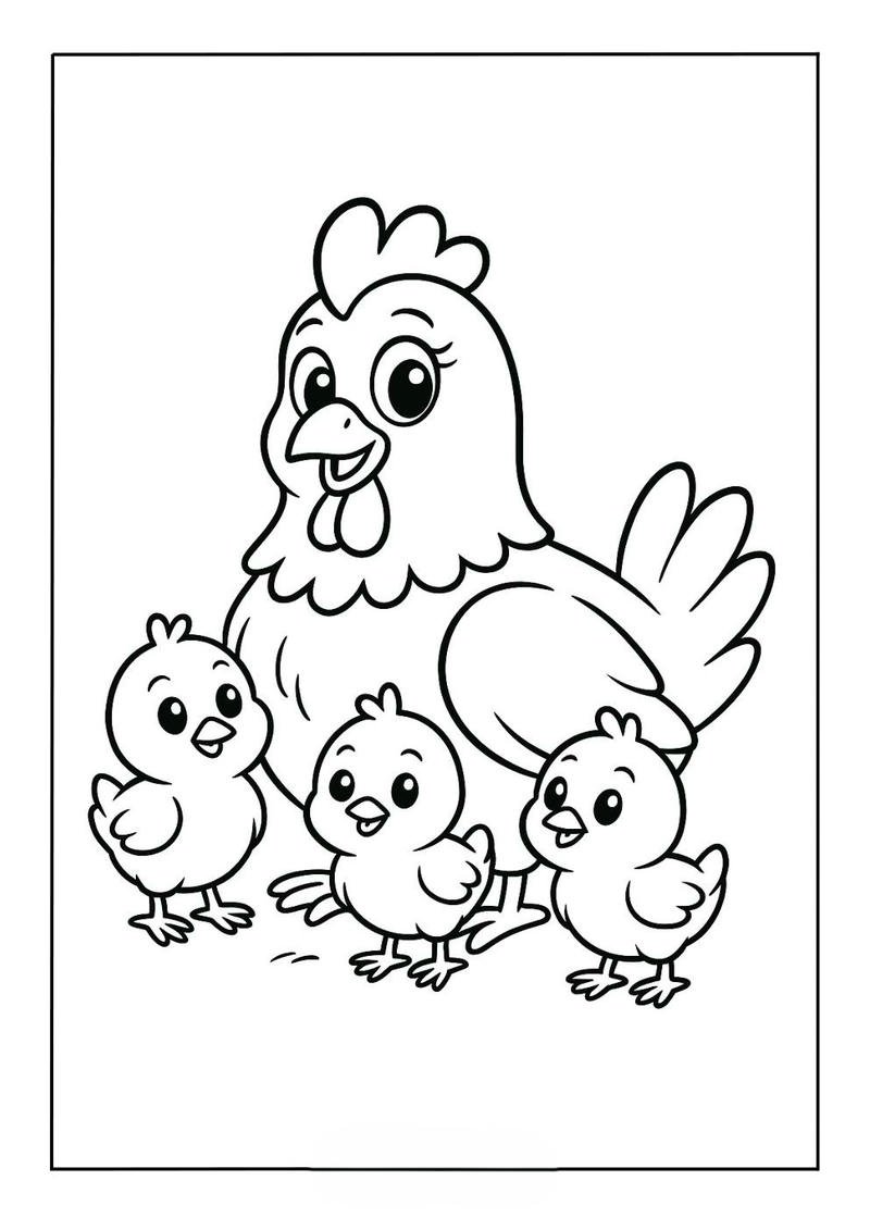 Tranh tô màu con gà biểu cảm ngộ nghĩnh cuốn hút