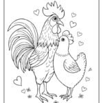 Tranh tô màu con gà biểu hiện sinh động đầy thu hút