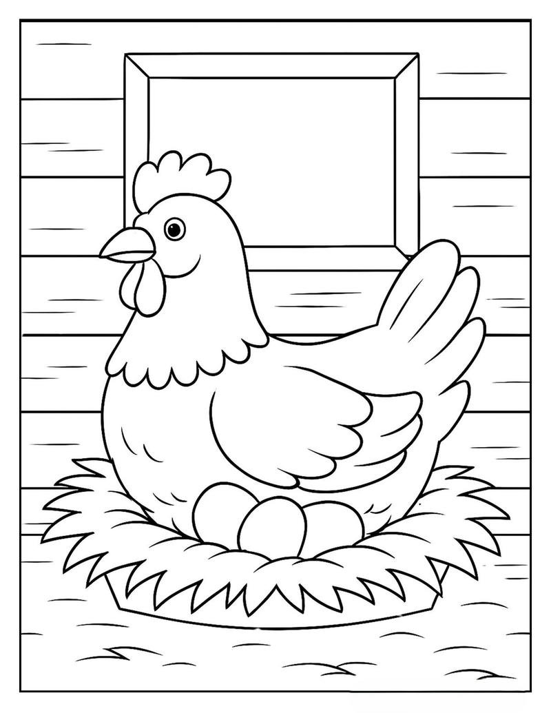 Tranh tô màu con gà nét vẽ dứt khoát rõ ràng