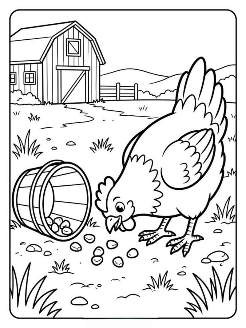 Tranh tô màu con gà phong thái vui tươi nổi bật