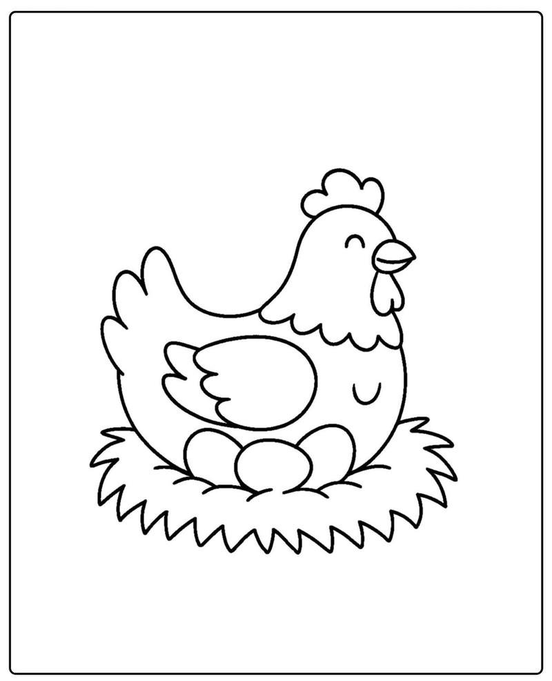 Tranh tô màu con gà tạo hình sinh động vui mắt