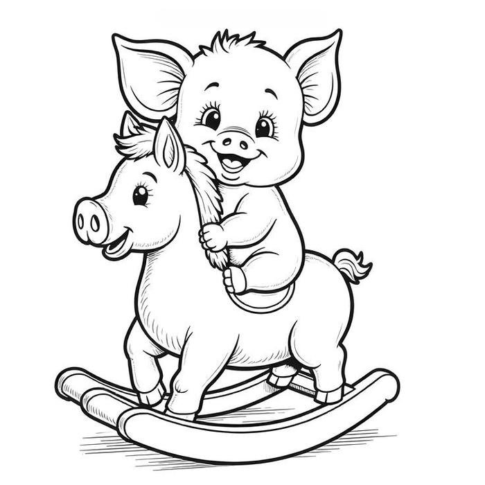 Tranh tô màu con heo hình minh họa rõ nét