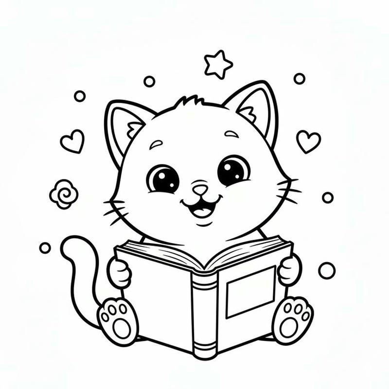 Tranh tô màu con mèo diện mạo đáng yêu tự nhiên