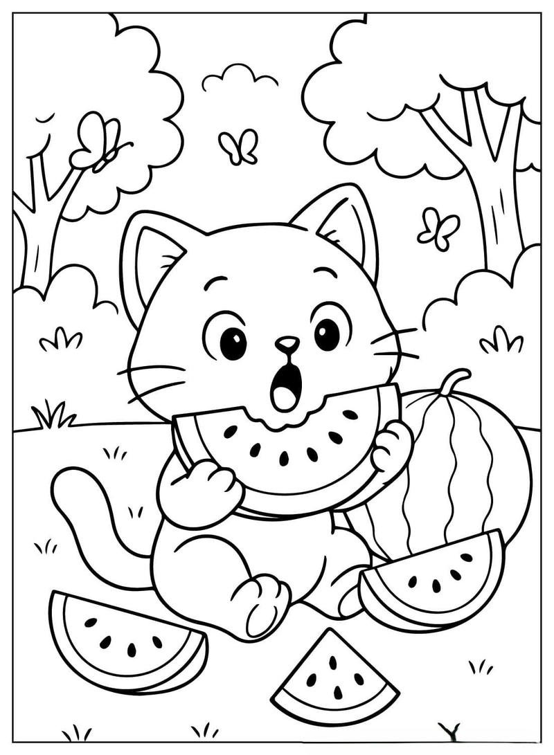 Tranh tô màu con mèo đường nét mạch lạc dễ sử dụng