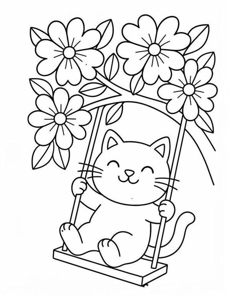 Tranh tô màu con mèo hình ảnh thân thiện dễ tiếp cận