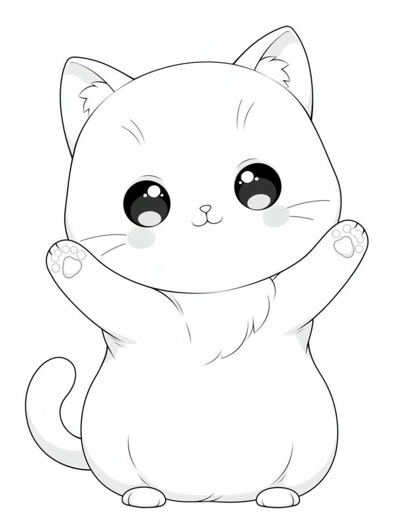 Tranh tô màu con mèo hình minh họa giản dị dễ nhìn