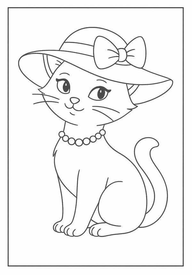 Tranh tô màu con mèo tạo dáng linh hoạt đáng yêu