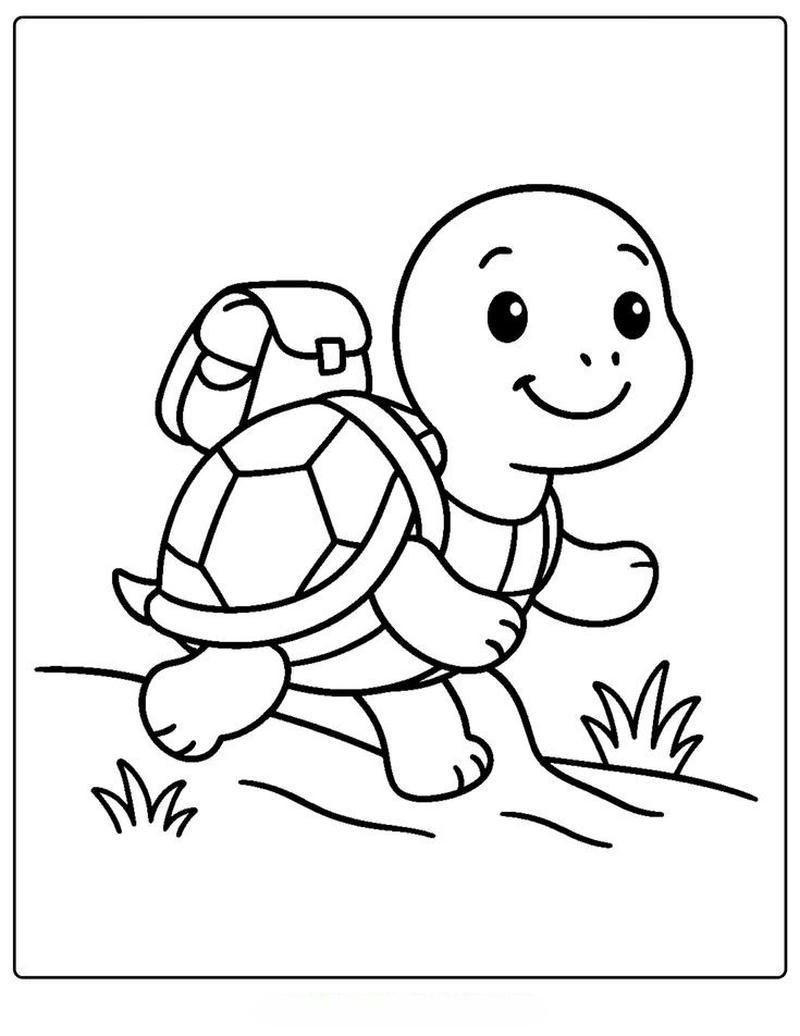 Tranh tô màu con rùa đường viền đậm dễ nhận diện