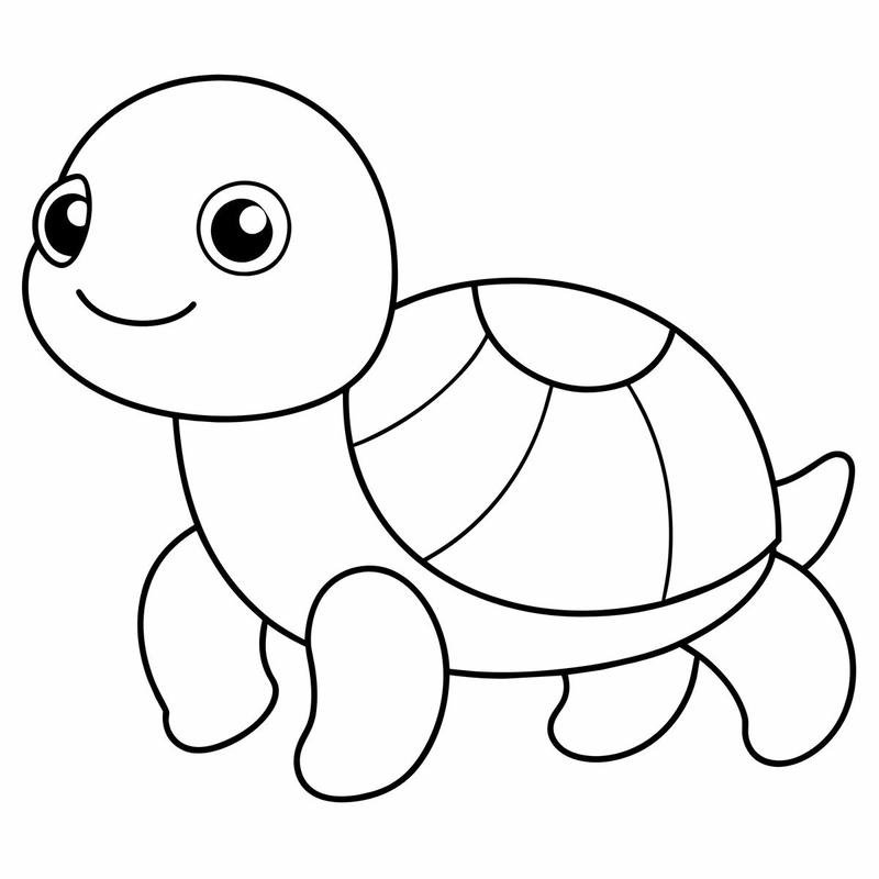 Tranh tô màu con rùa hình khối rõ ràng dễ tô